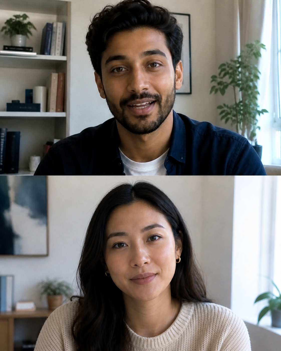 A speaker and listener on a video call
